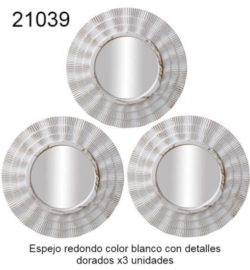 Imagen de ESPEJO REDONDO X3 BLANCO CON DETALLES DORADO 6.24